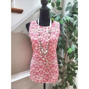 Willi Smith Women Red 100% Polyester Round Neck Sleeveless Casual Shirt Size L